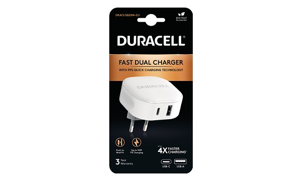 Duracell 30W USB-A + USB-C PPS nabíječka